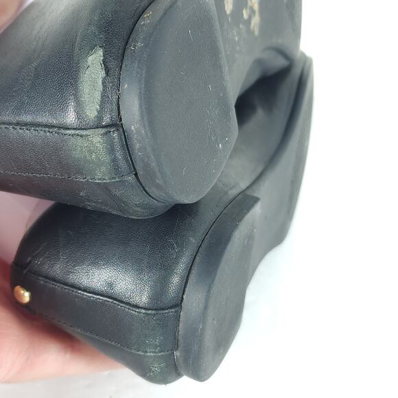 TORY BURCH Women's Everly 8M Black Leather Logo Slip On Ballet Flats - Picture 16 of 16